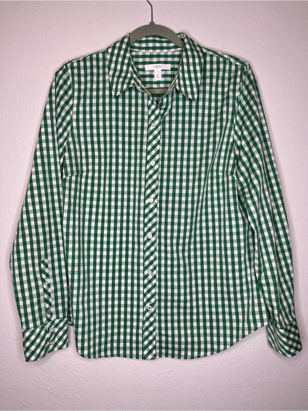 Green 1901 Gingham Button-Up Shirt - Women’s M Preppy Summer Picnic